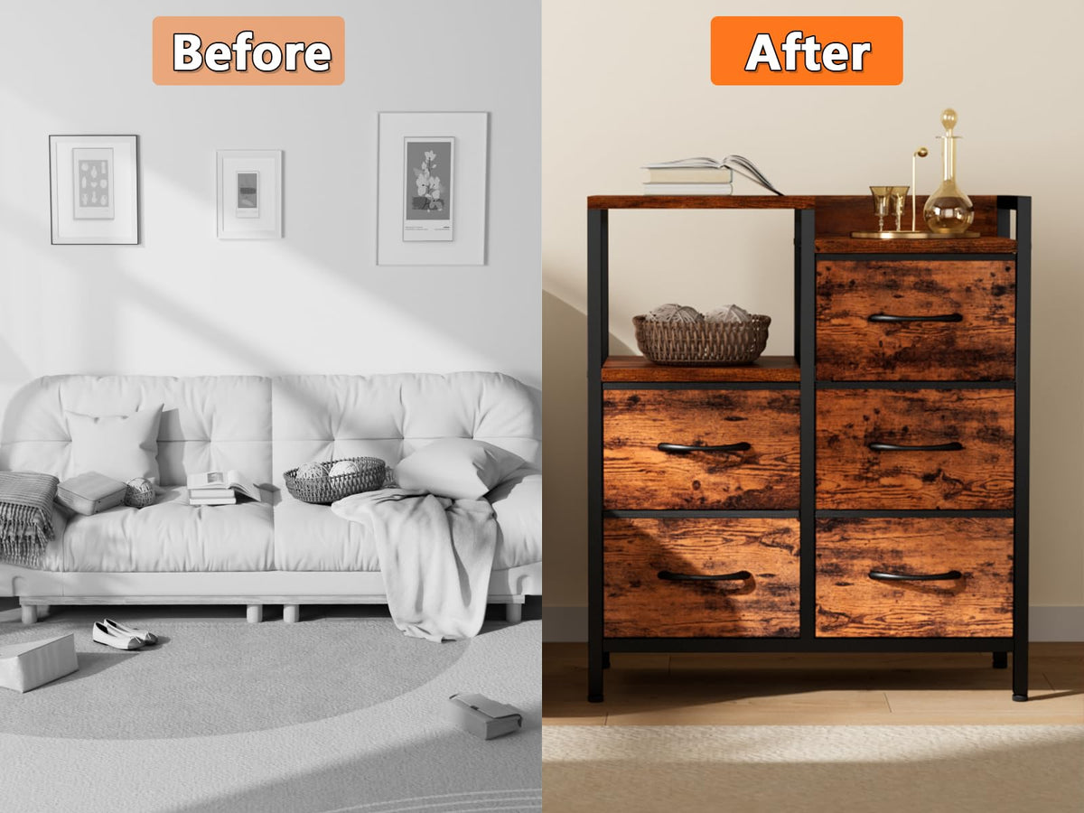 Rustic Brown 5 Drawer Dresser O361840