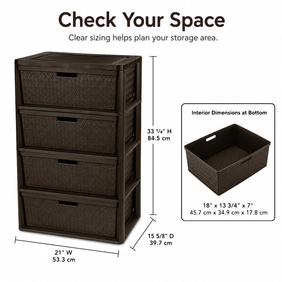 Brown 4 Drawer Plastic Storage Organizer L3166