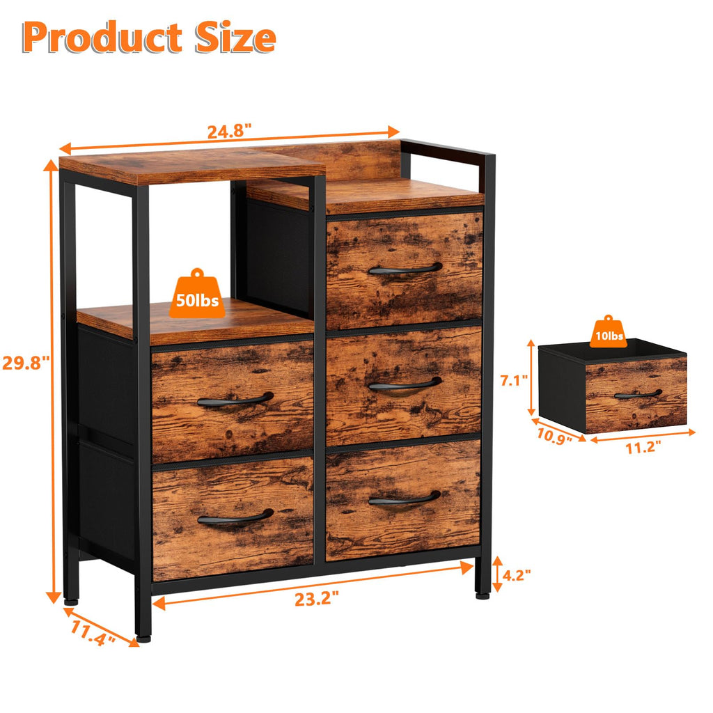 Rustic Brown 5 Drawer Dresser O361840