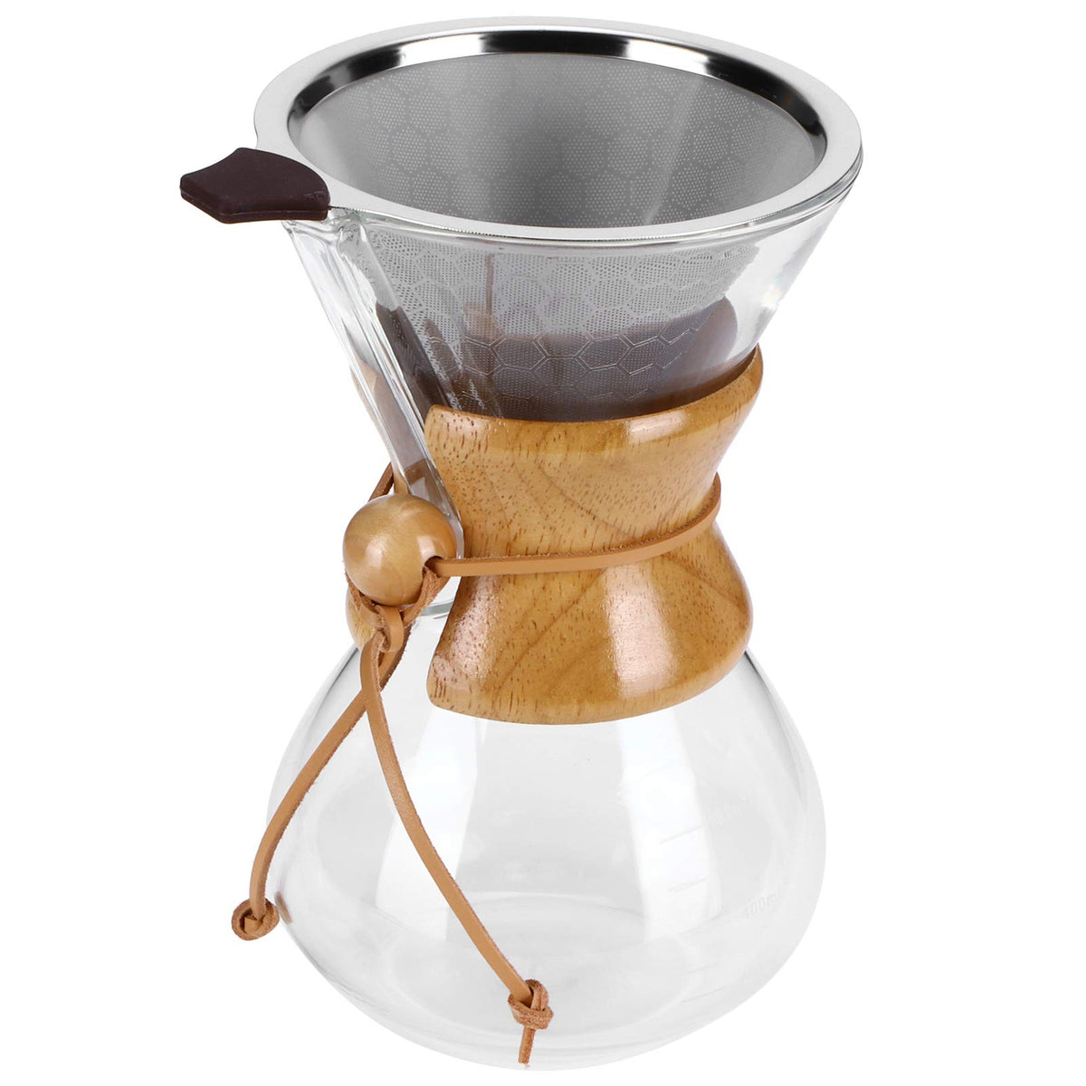 High Temp Glass Coffee Drip Pot with Reusable Filter 600ml I17558