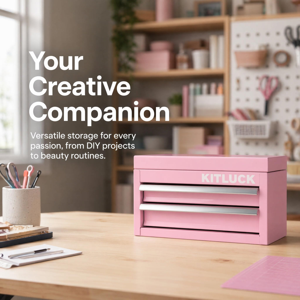 Pink 2-Drawer Metal Tool Box A206294