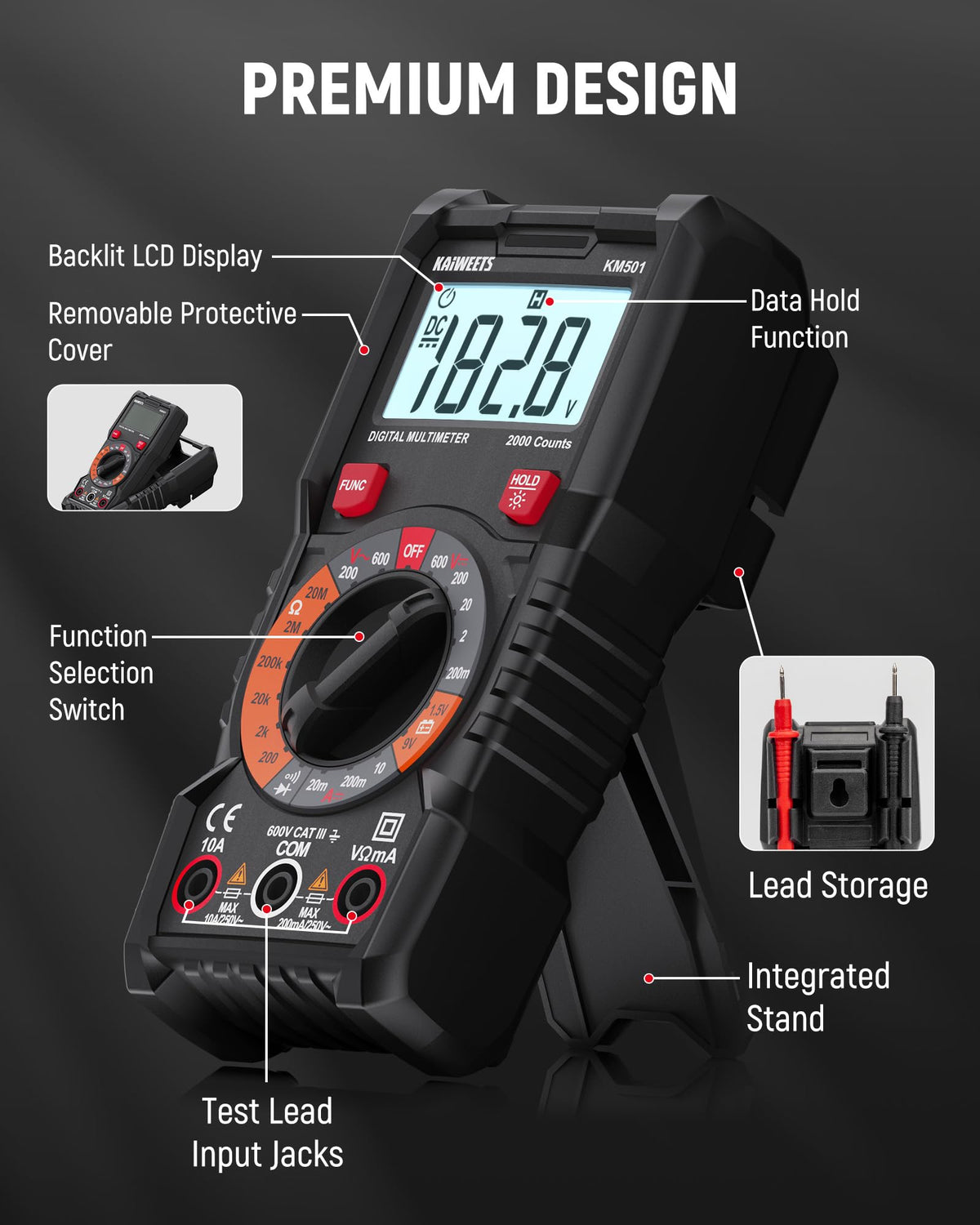 Digital Multimeter Non-Contact Voltage Tester GFCI Outlet Tester Kit Q8189