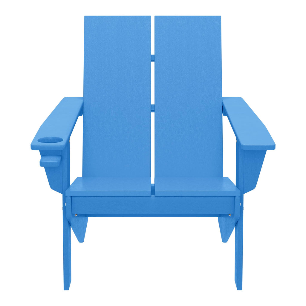 Pacific Blue HDPE Adirondack Chair with Cup Holder K865