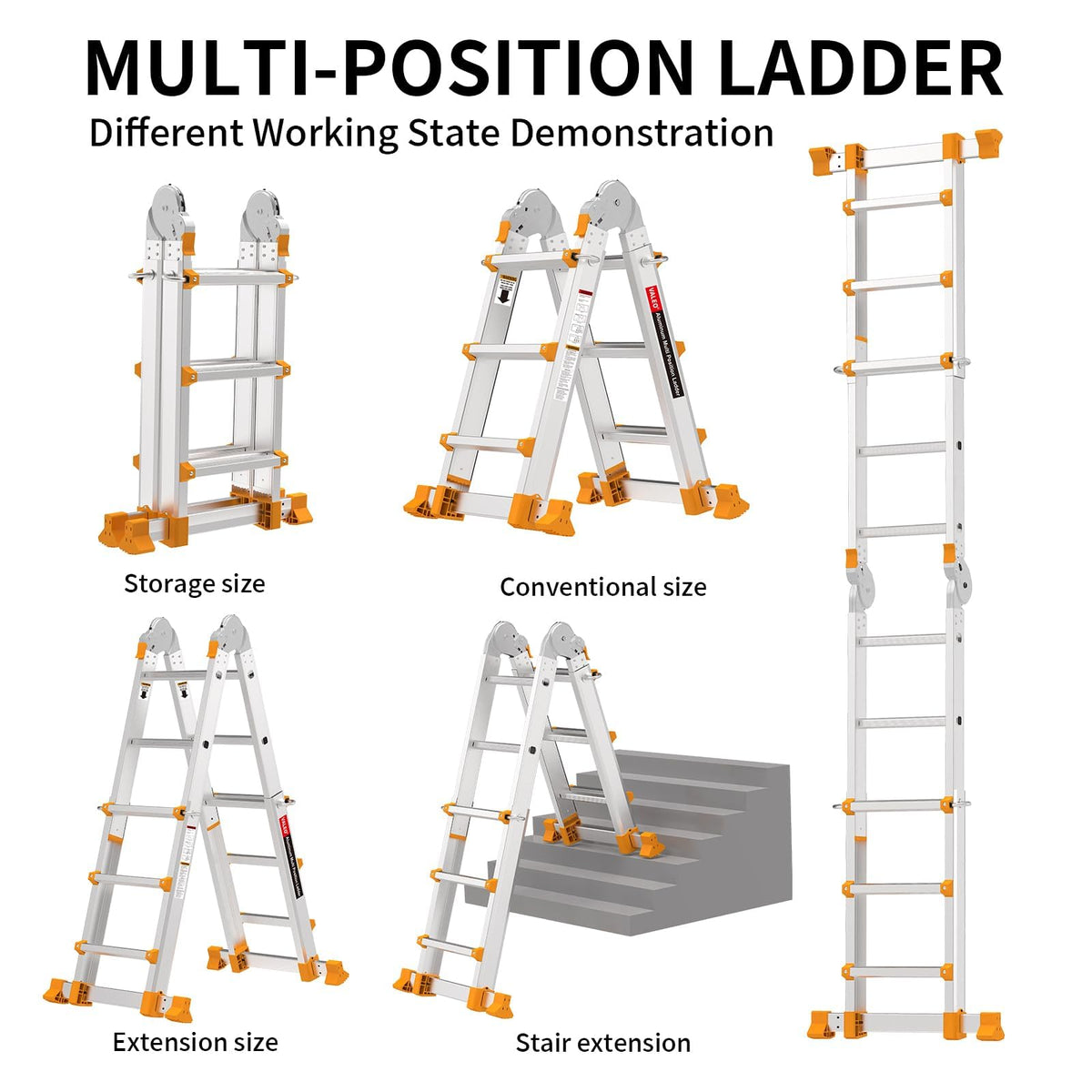 11FT Multi Position Aluminum Folding Ladder with Tool Tray R81972