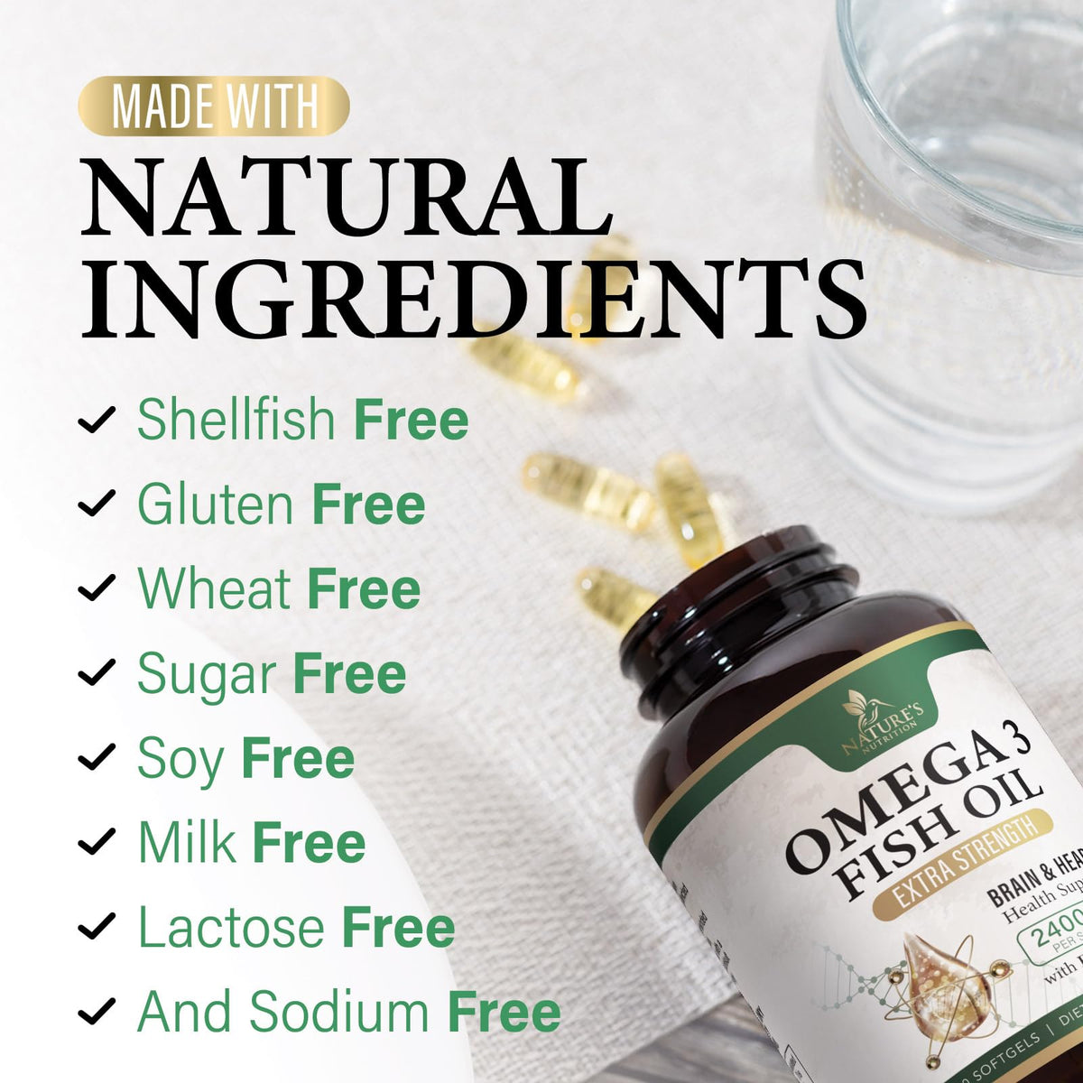Omega 3 Fish Oil 2400mg 120 Softgels Q356249