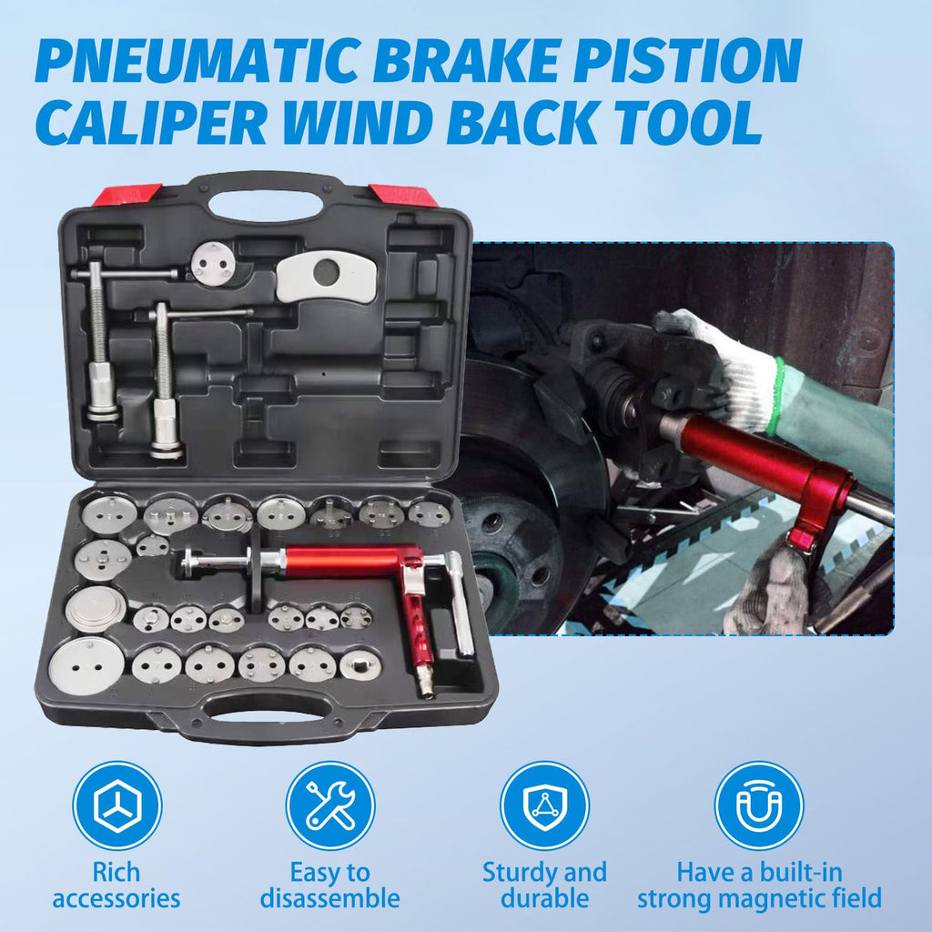 28-Piece Heavy Duty Pneumatic Brake Caliper Compression Tool Set with 23 Adapters V735