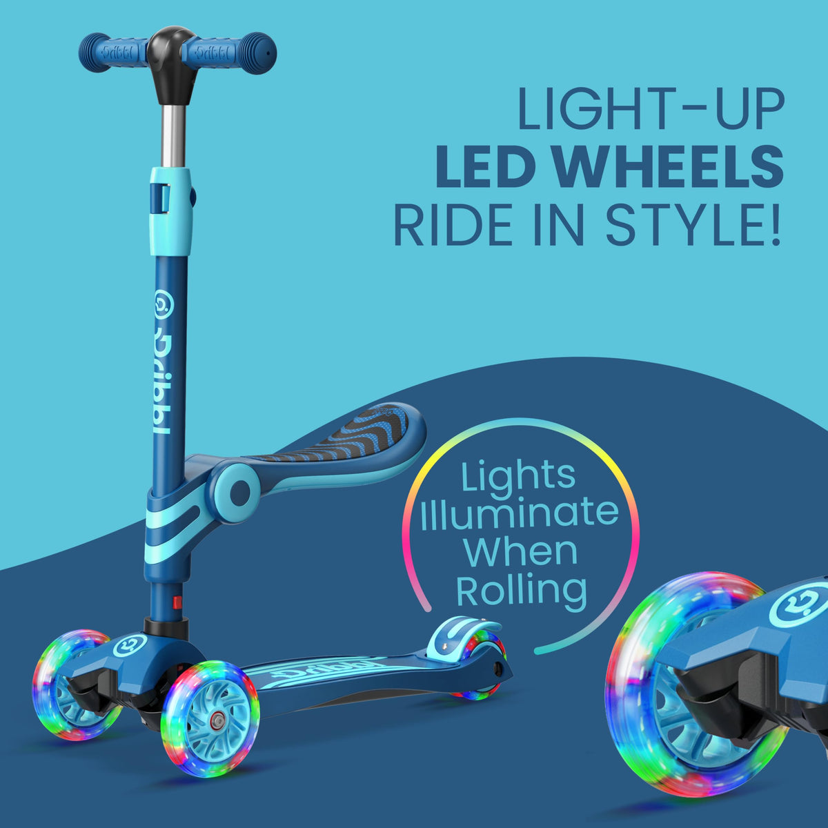 Blue 3 Wheel Scooter with Seat for Kids F3290