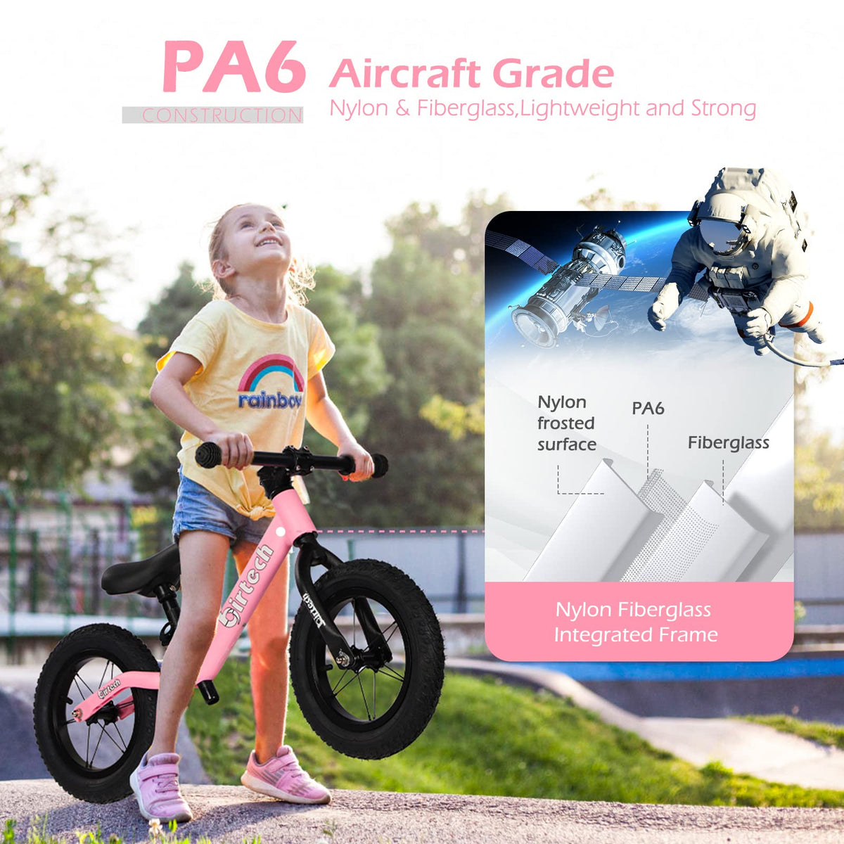 12" No Pedal Balance Bike with Inflatable Rubber Tires S7846
