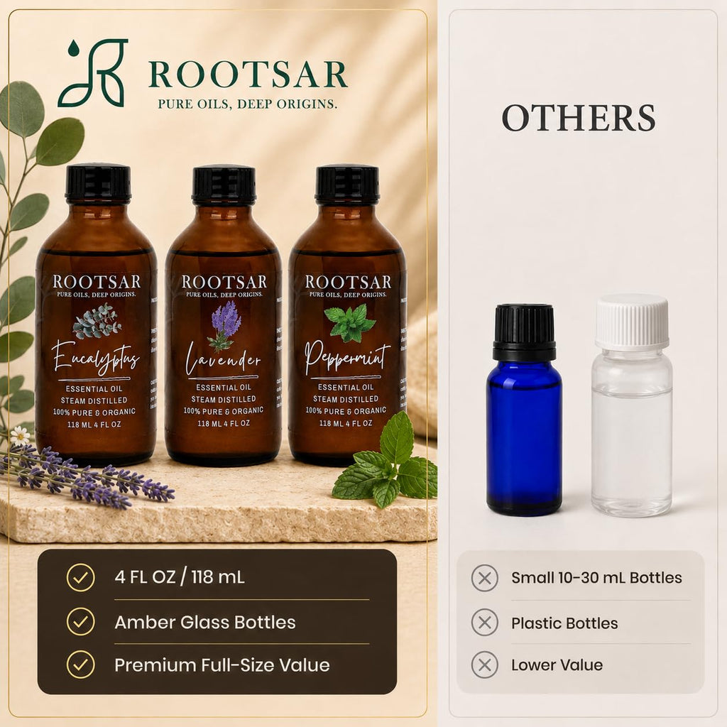 Pure Essential Oils Pack of 3 Lavender Peppermint Eucalyptus 4 Fl Oz Q5579