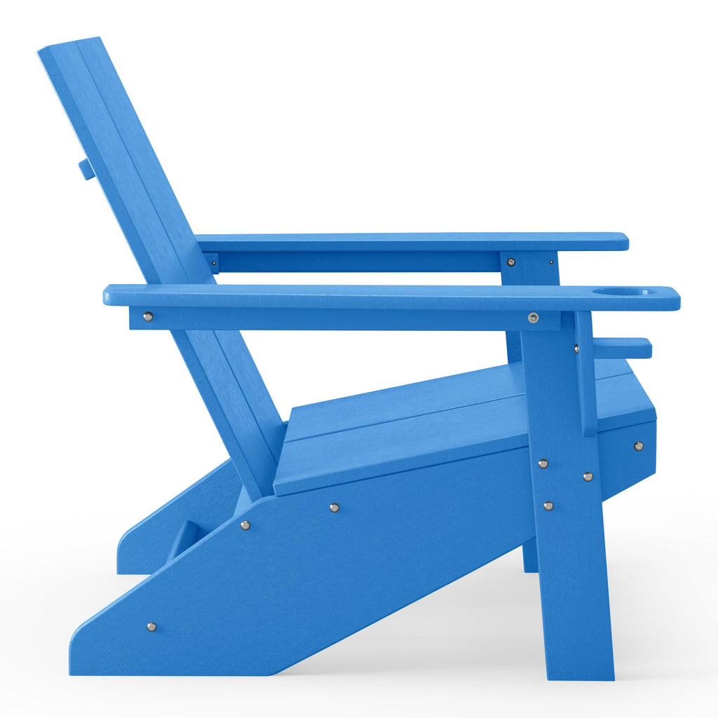 Pacific Blue HDPE Adirondack Chair with Cup Holder K865