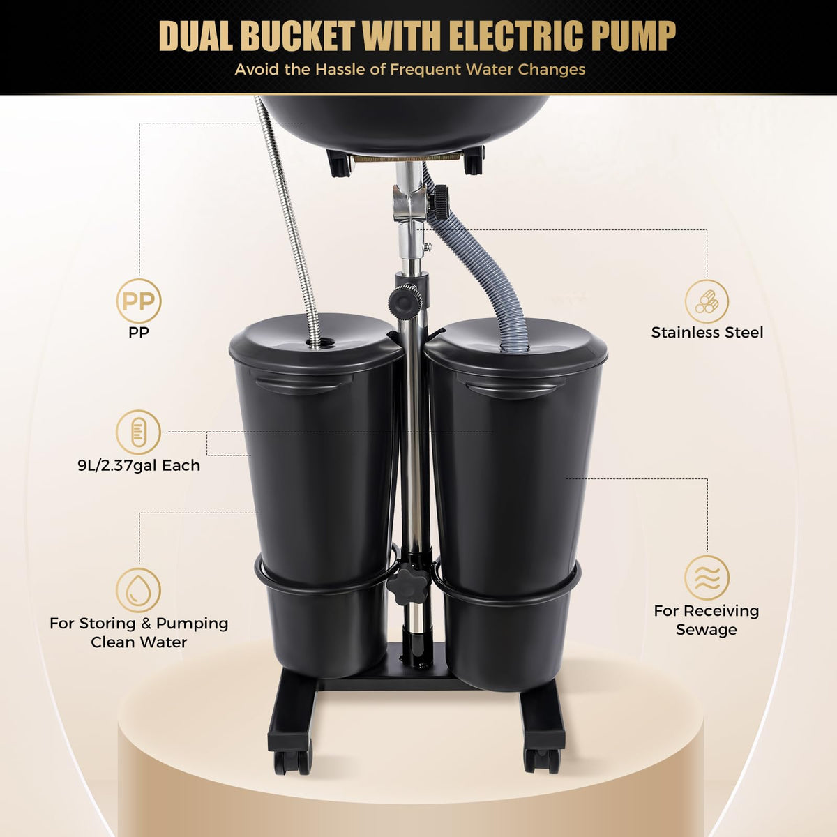 Portable Shampoo Bowl with Electric Pump P225