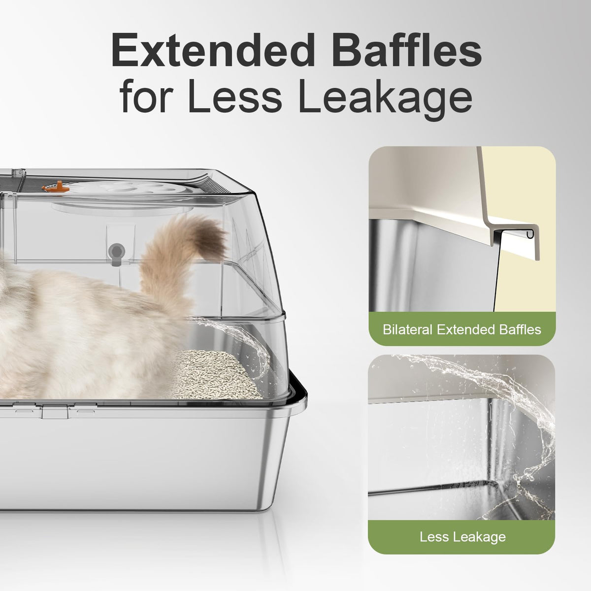 XL Stainless Steel Enclosed Litter Box with Lid M6138