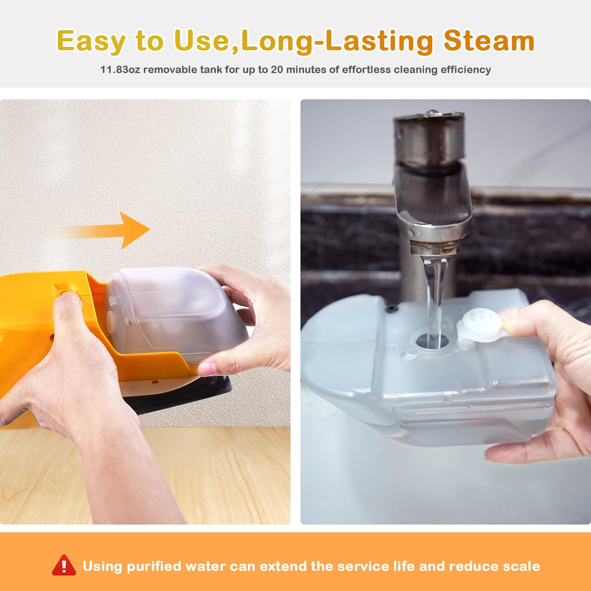 Steam Mop with 23FT Cord, 12OZ Removable Tank V2059
