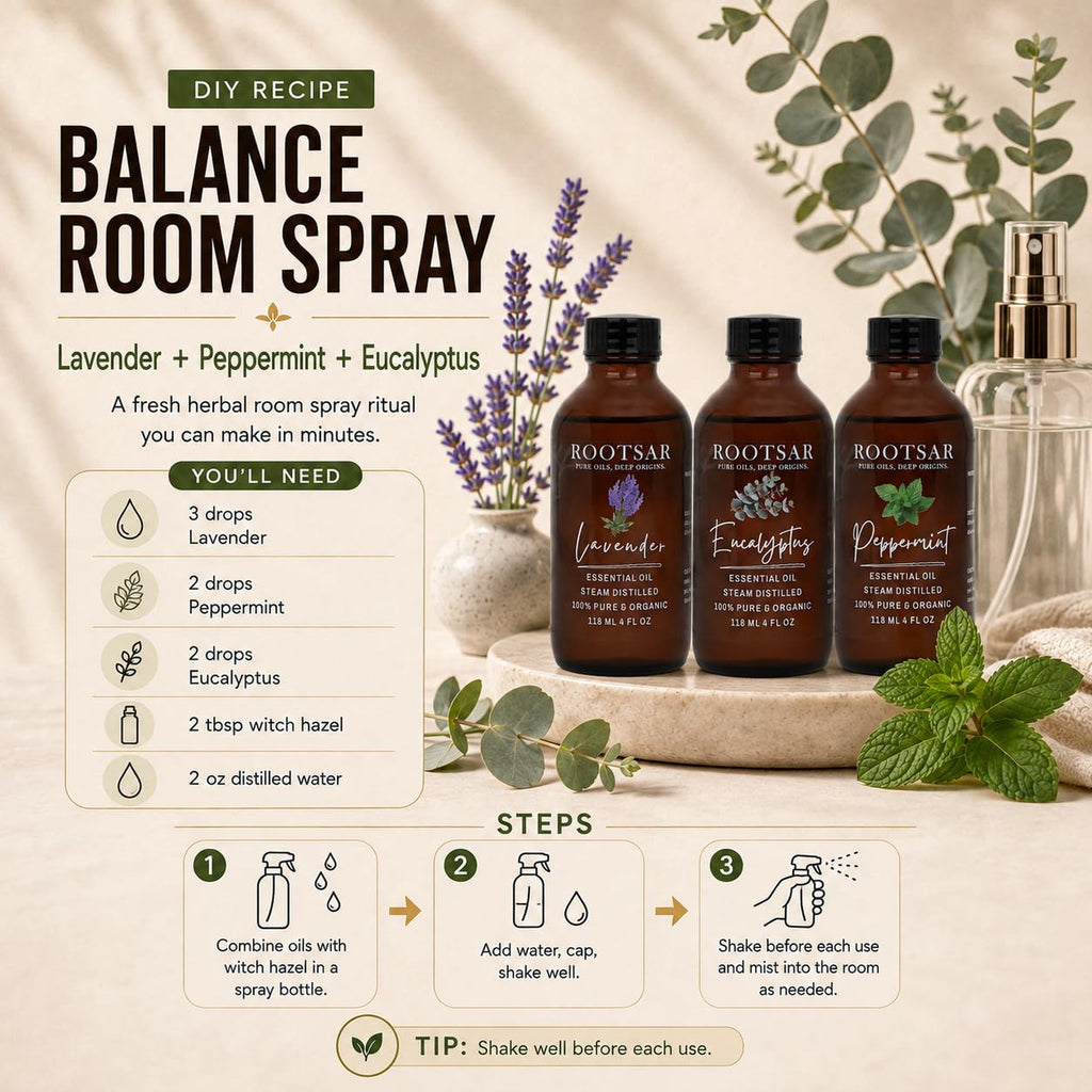 Pure Essential Oils Pack of 3 Lavender Peppermint Eucalyptus 4 Fl Oz Q5579