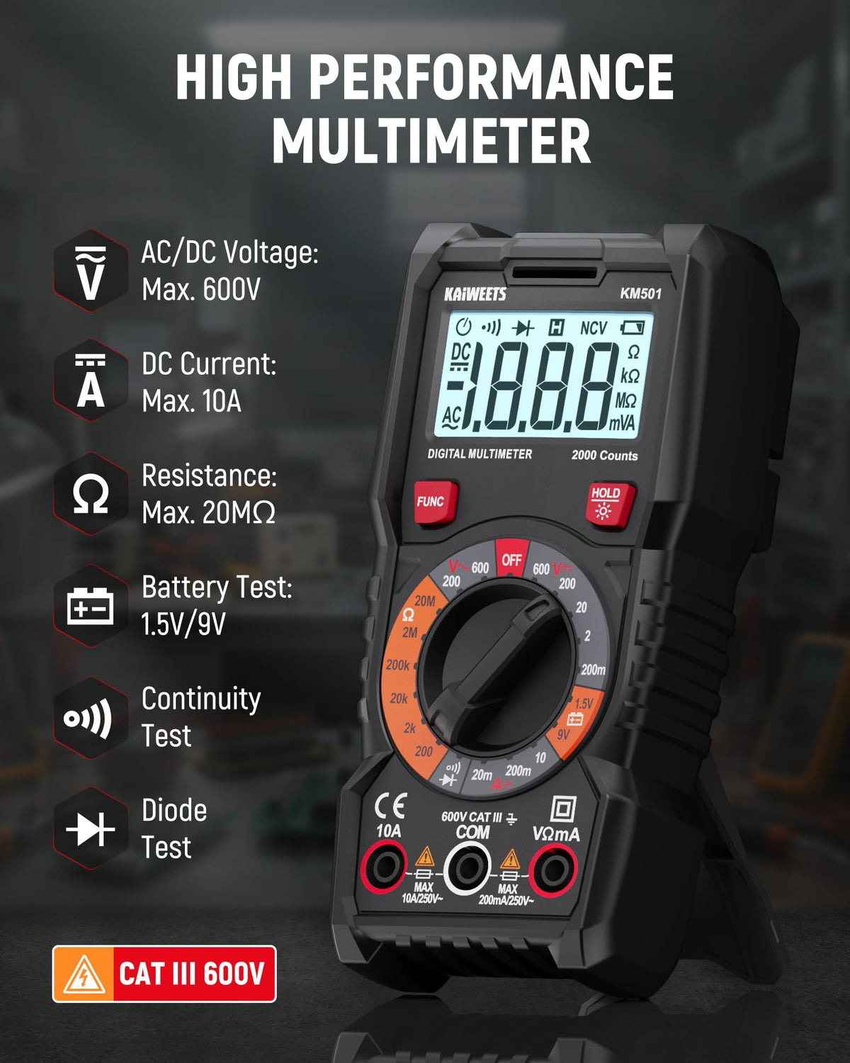 Digital Multimeter Non-Contact Voltage Tester GFCI Outlet Tester Kit Q8189