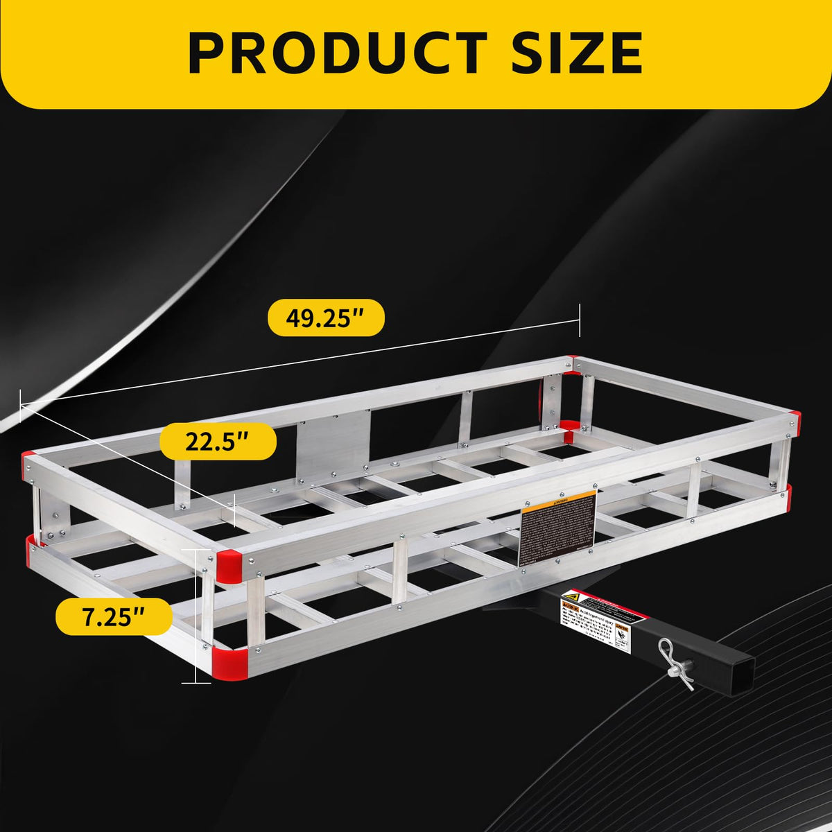 Aluminum Cargo Carrier with High Side Rails, 500-lb Load Capacity, Grey, 49" x 22.5" Y527