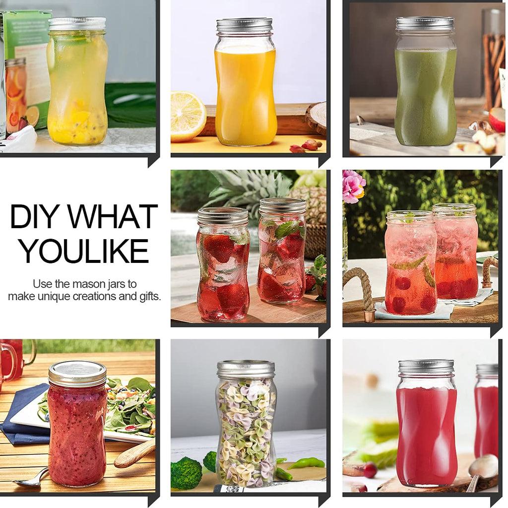 16oz Regular Mouth Mason Jars 12 Pack with Lids & Bands U887