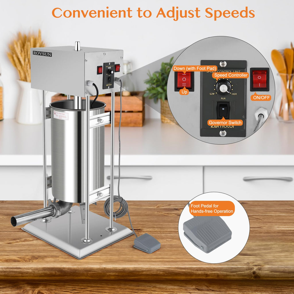 10L Electric Stainless Steel Sausage Stuffer with 5 Stuffing Tubes Z883
