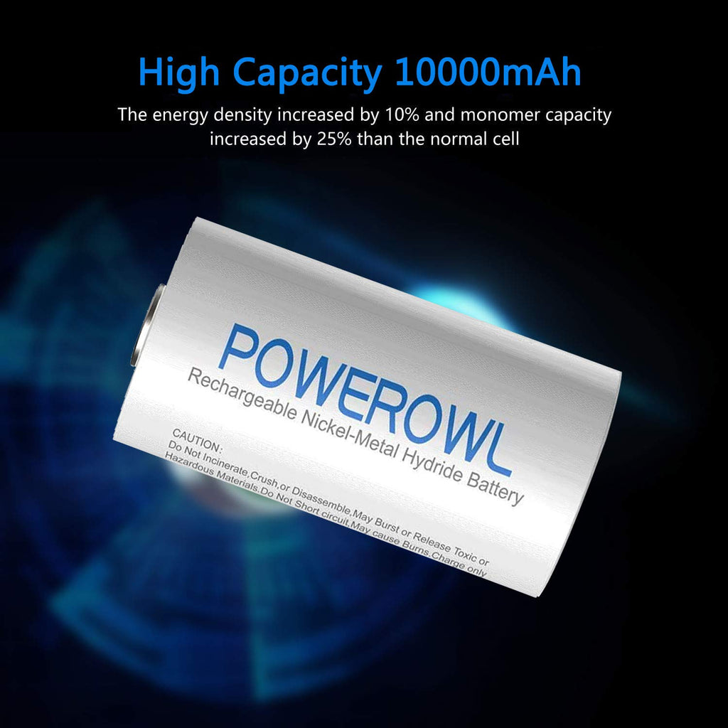 Rechargeable D Batteries 10000mah NiMH 4 Count L77329