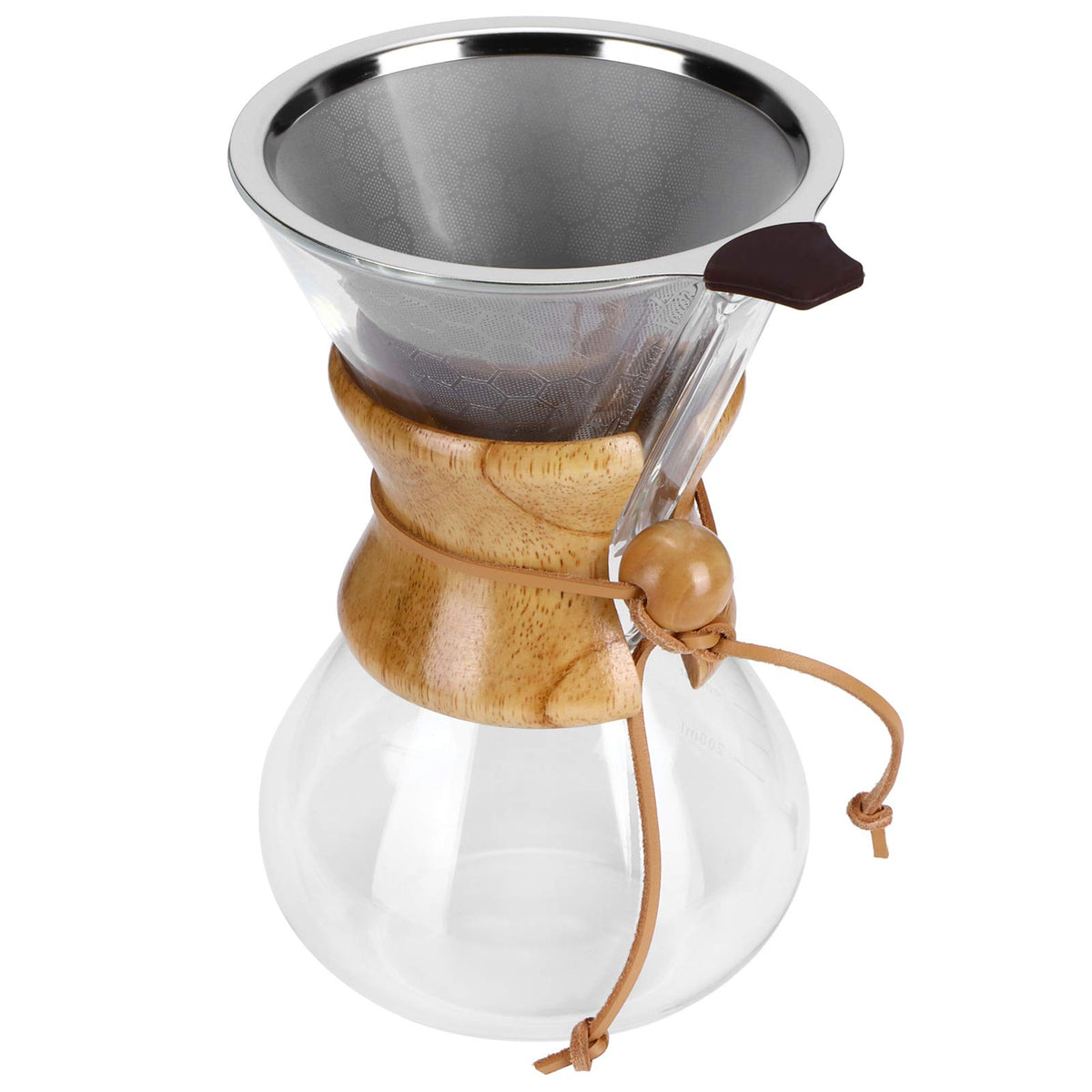 High Temp Glass Coffee Drip Pot with Reusable Filter 600ml I17558