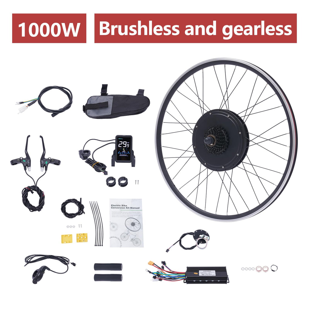 28"/29" Rear Wheel 48V 1000W Electric Bike Conversion Kit with LCD Display W433