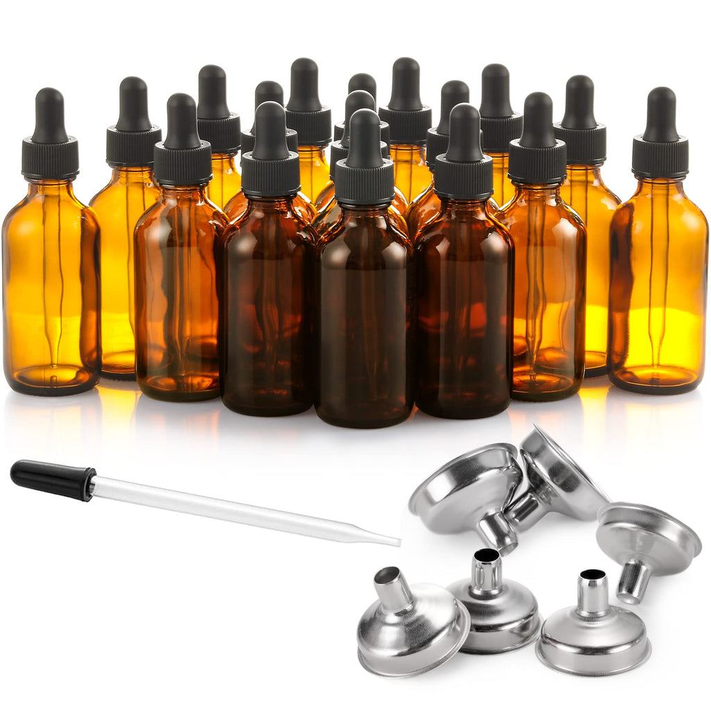 2 oz Dark Amber Dropper Bottles with Funnels R92044