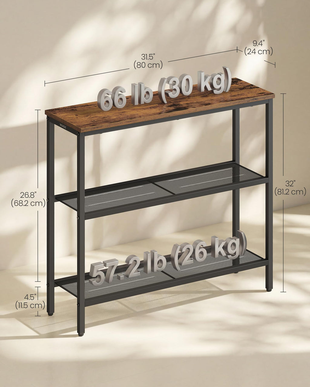 31.5" Narrow 3 Tier Console Table X89127