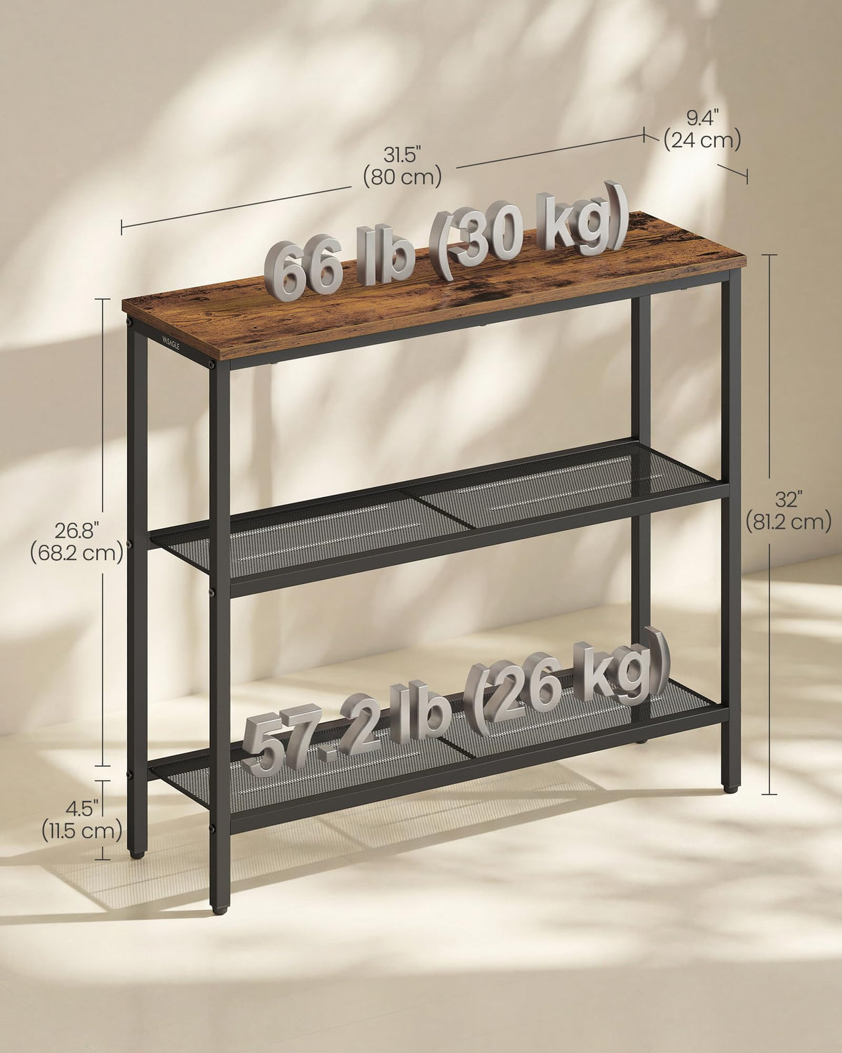 31.5" Narrow 3 Tier Console Table X89127