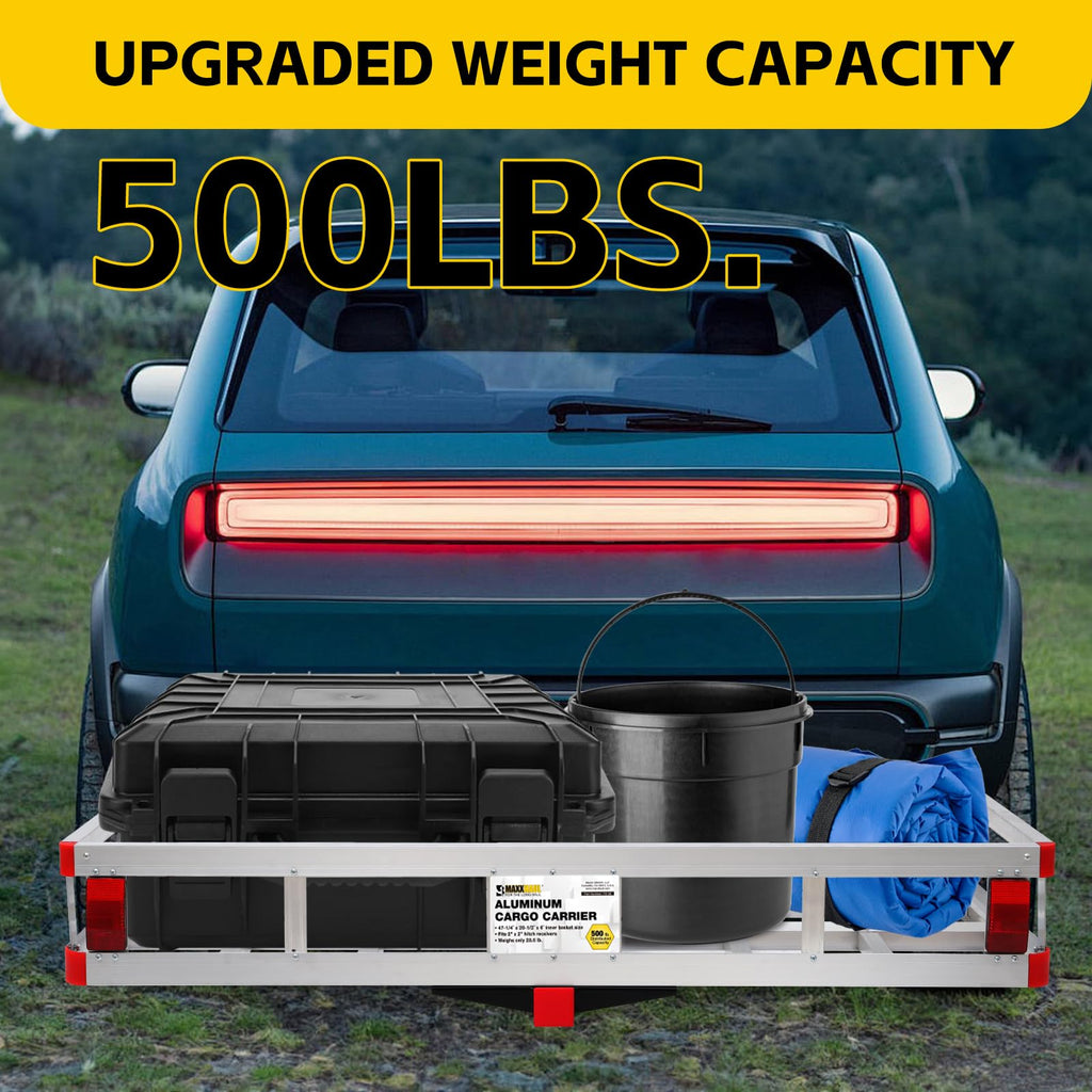 Aluminum Cargo Carrier with High Side Rails, 500-lb Load Capacity, Grey, 49" x 22.5" Y527