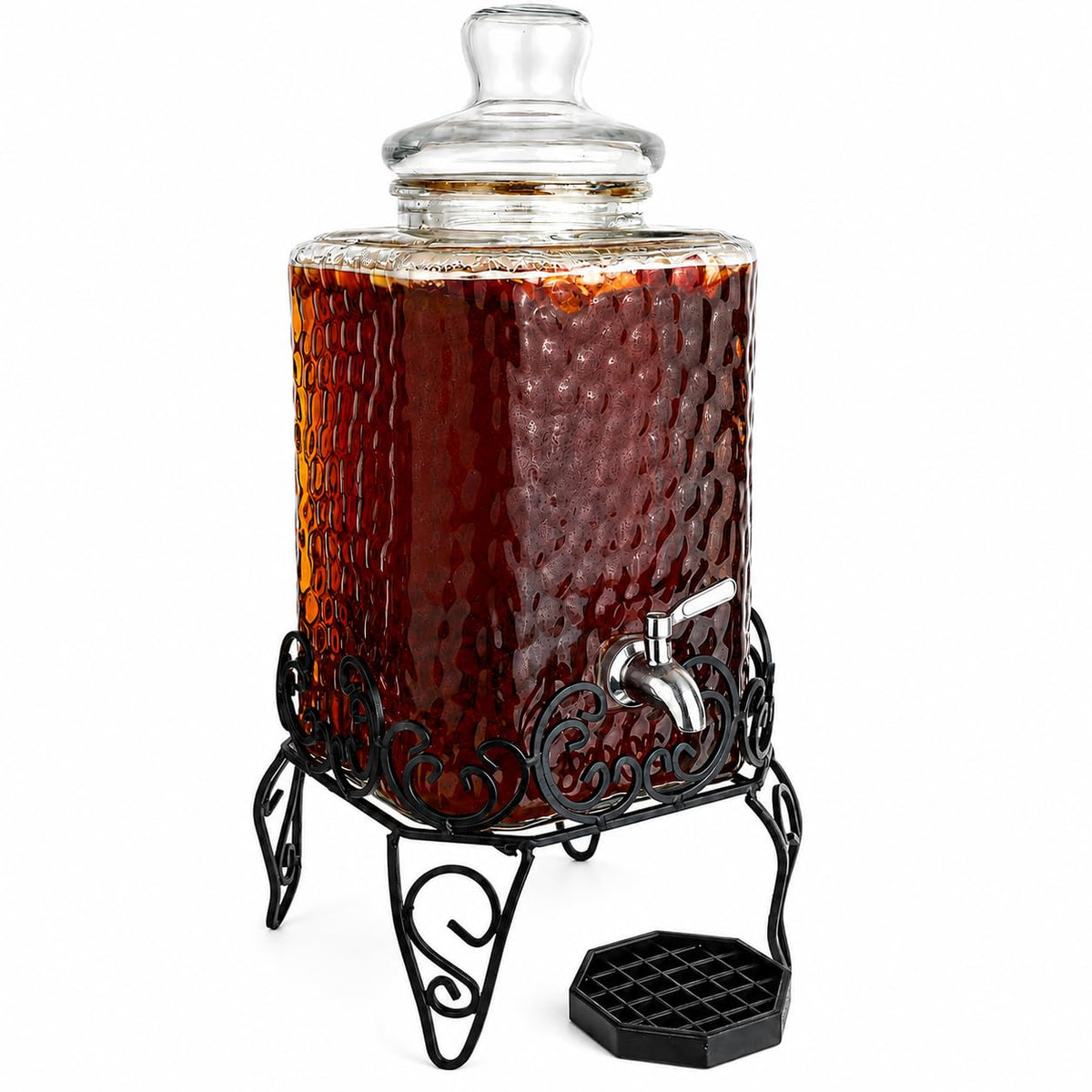 2.5 Gallon Glass Beverage Dispenser with Stand and Stainless Steel Spigot B963