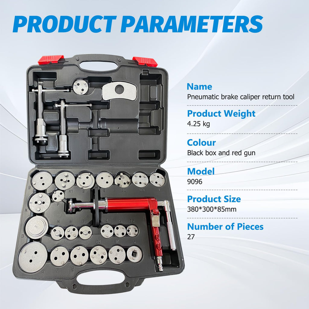 28-Piece Heavy Duty Pneumatic Brake Caliper Compression Tool Set with 23 Adapters V735