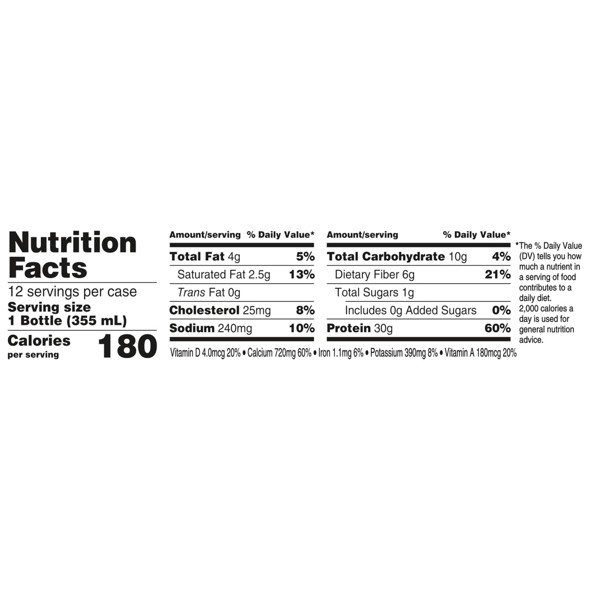 30g Protein Shake, Mocha Latte, 5g Prebiotic Fiber, 12 fl oz Bottle, 12 Count E831818