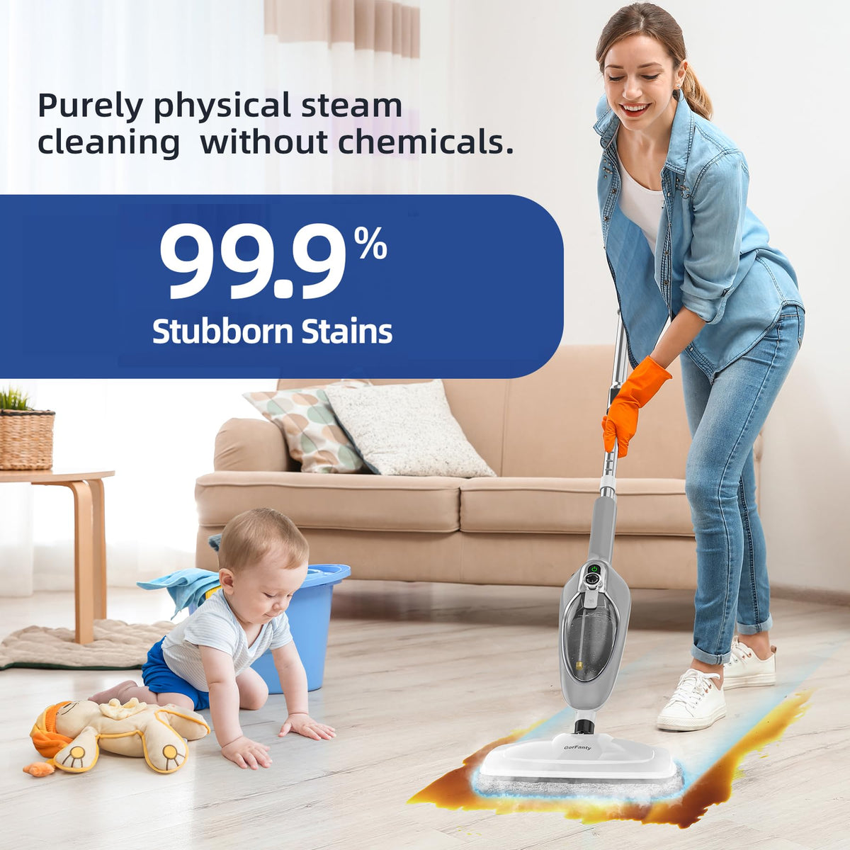 10-in-1 Handheld Steam Mop with 11 Accessories E6669