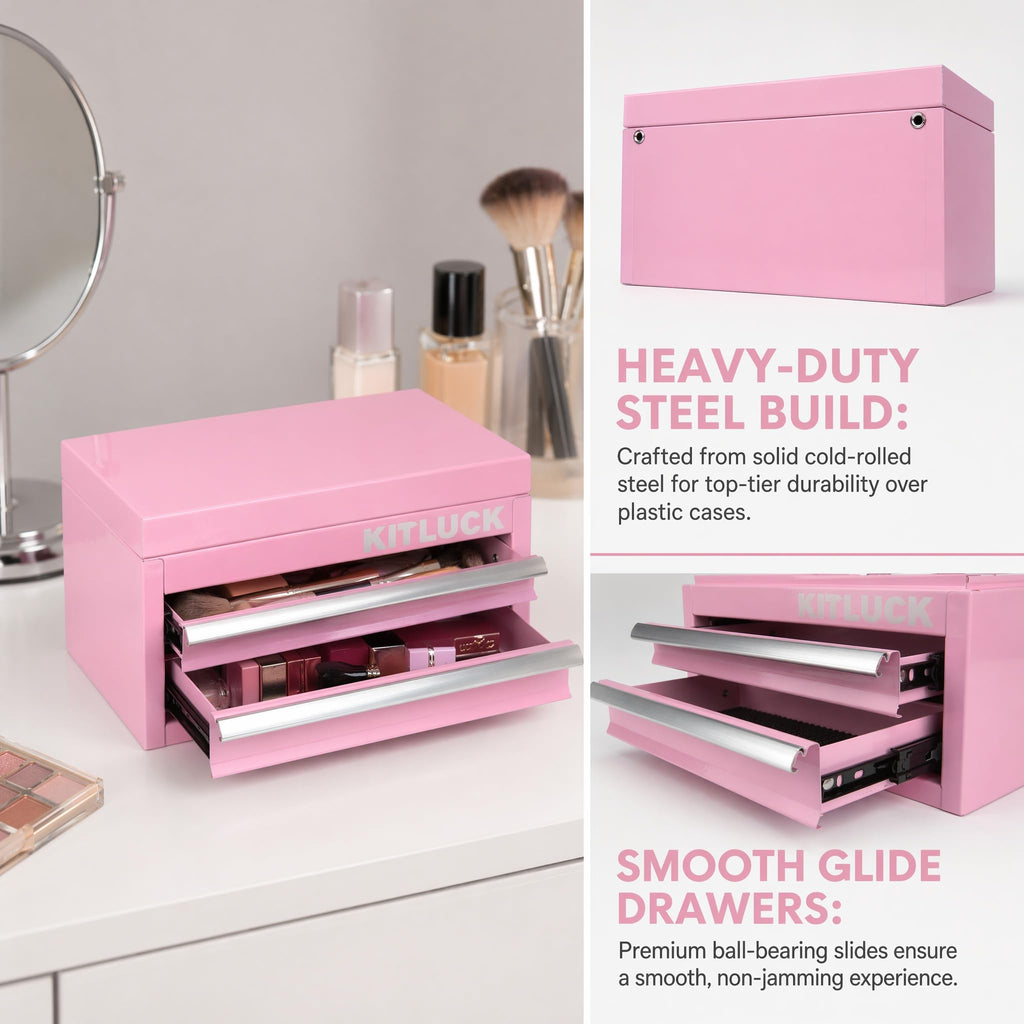 Pink 2-Drawer Metal Tool Box A206294