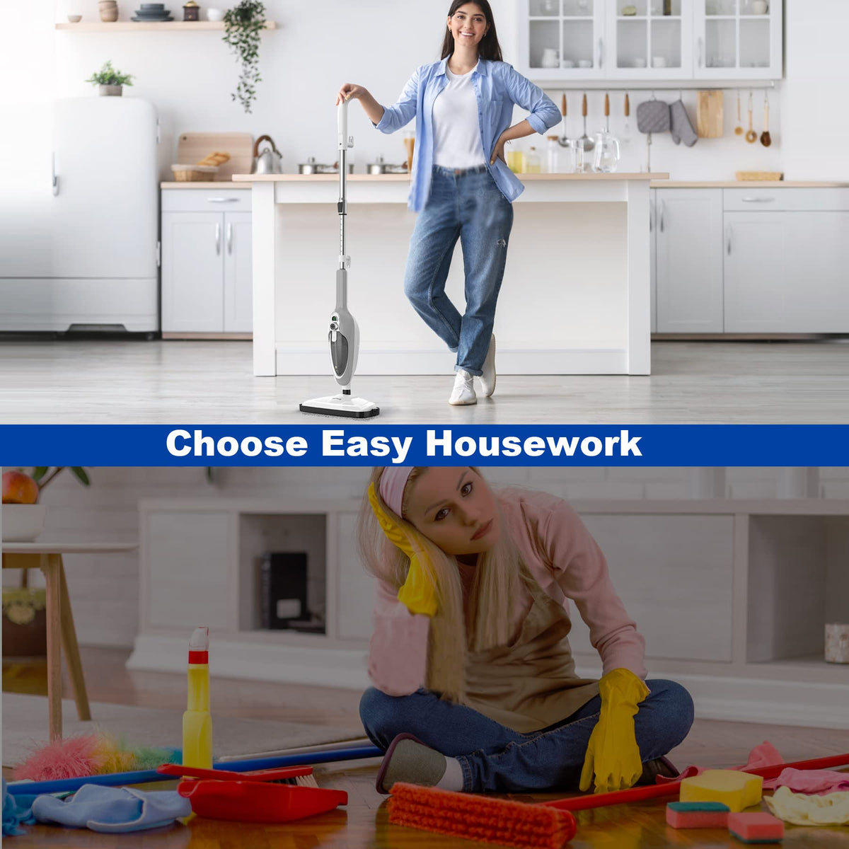10-in-1 Handheld Steam Mop with 11 Accessories E6669