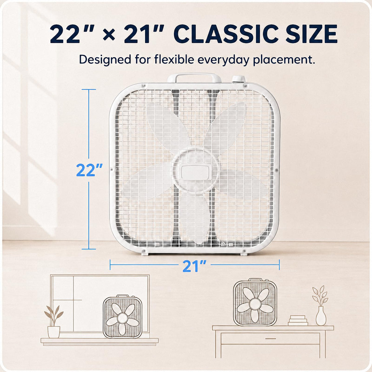 20 Inch 3-Speed White Box Fan U6854