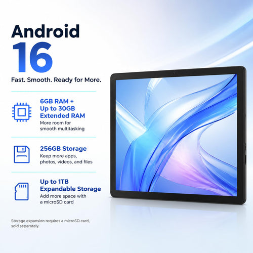 10.1 Inch Android 16 Tablet with 36GB RAM 256GB ROM Q48797