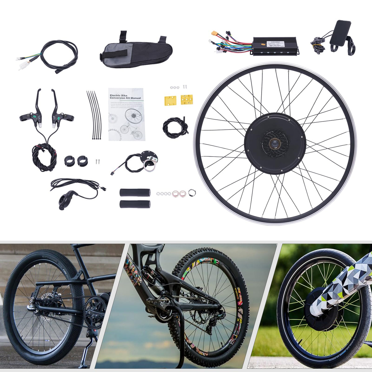 28"/29" Rear Wheel 48V 1000W Electric Bike Conversion Kit with LCD Display W433