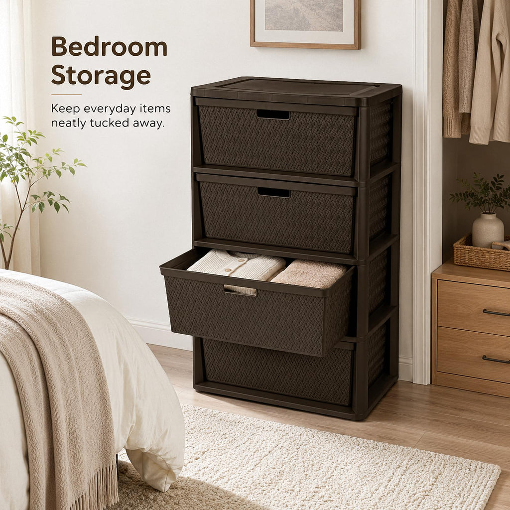 Brown 4 Drawer Plastic Storage Organizer L3166