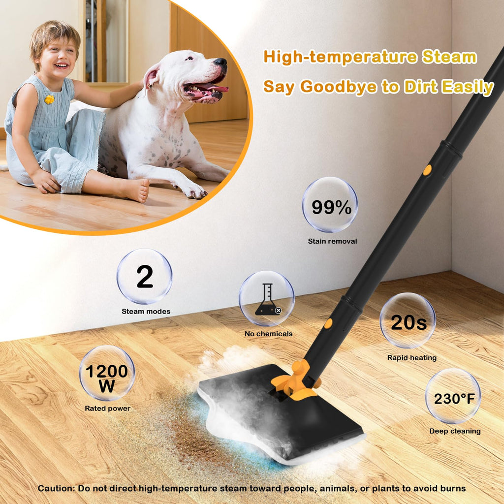 Steam Mop with 23FT Cord, 12OZ Removable Tank V2059