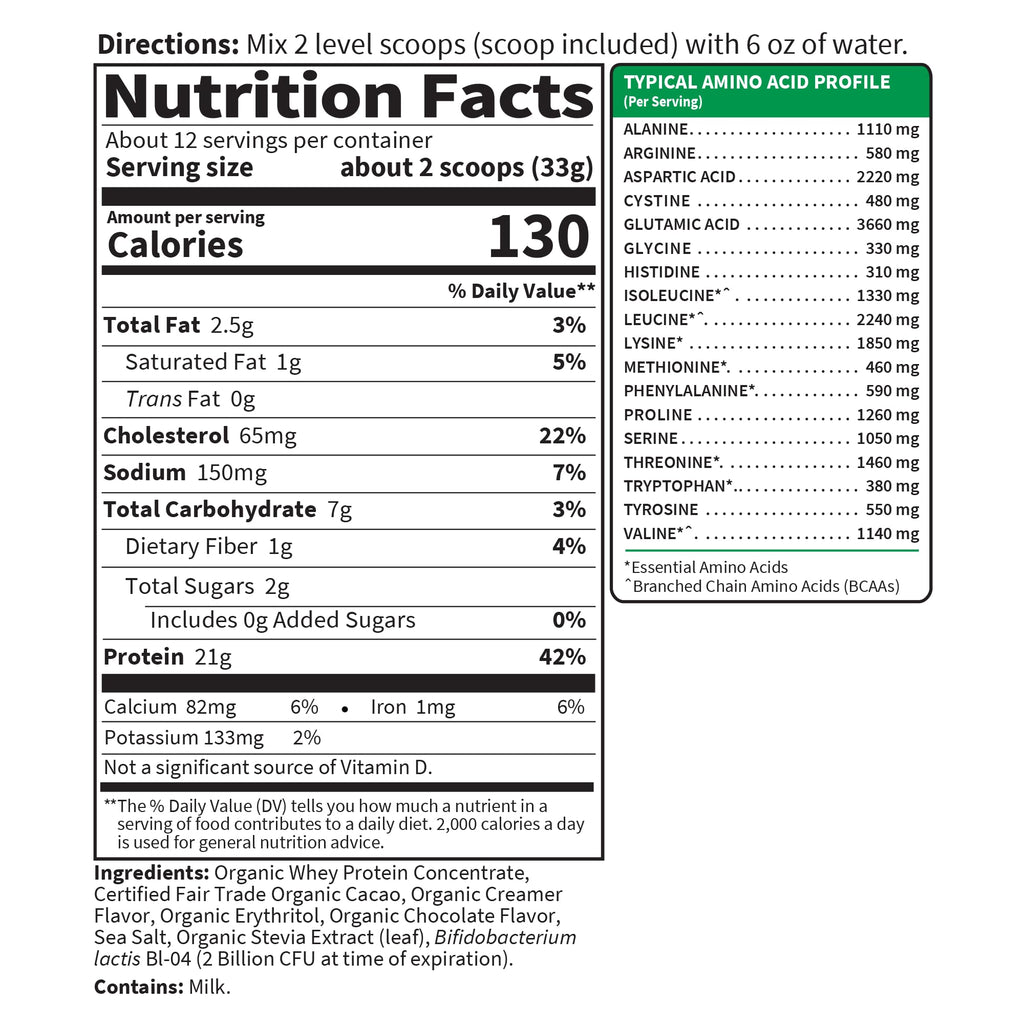 Organic Whey Protein Chocolate Grass Fed Protein Powder P360296