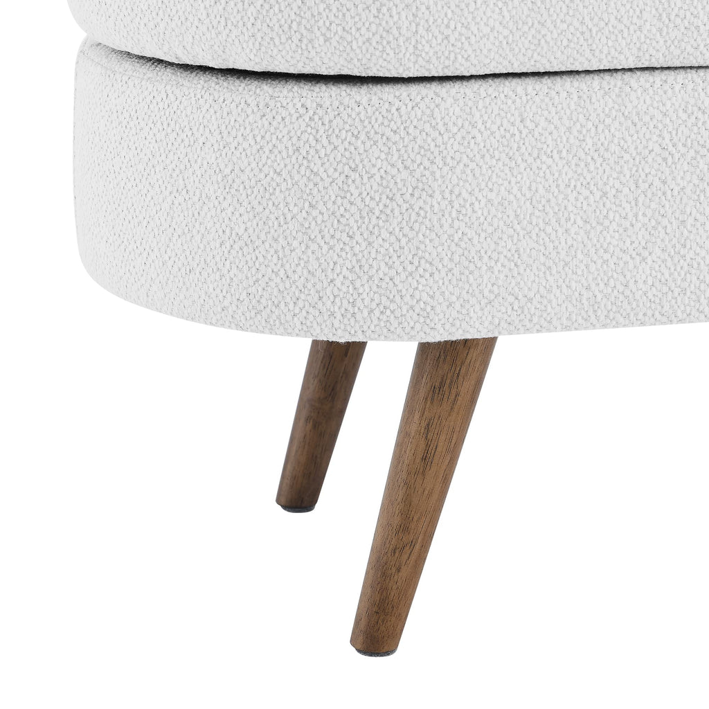 White Oval Storage Bench with Rubber Wood Legs S30045