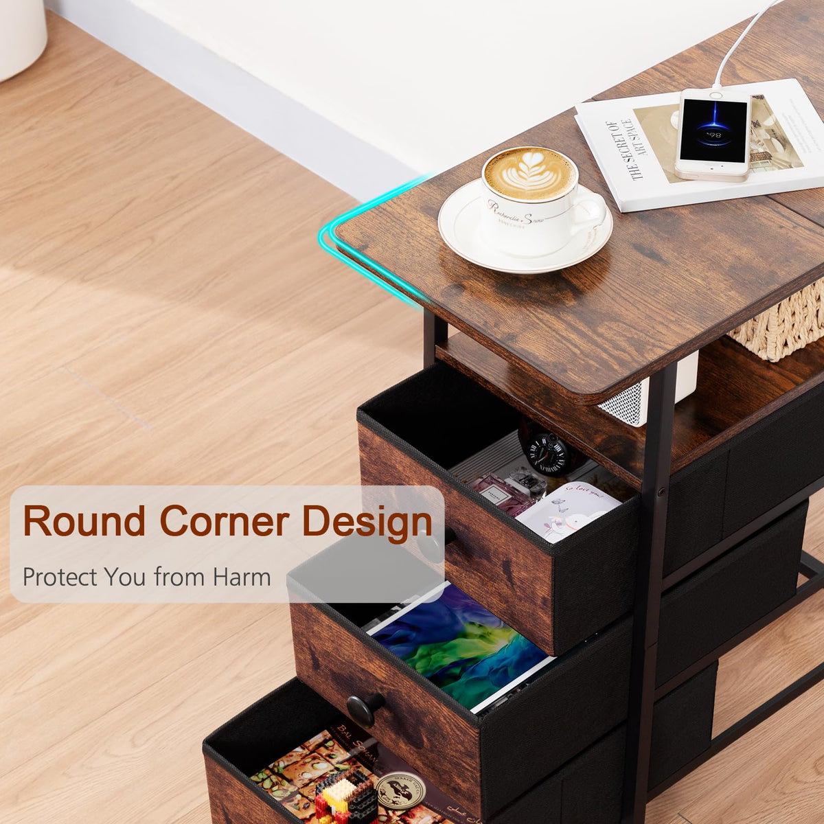 Narrow Side Table with Charging Station N67396