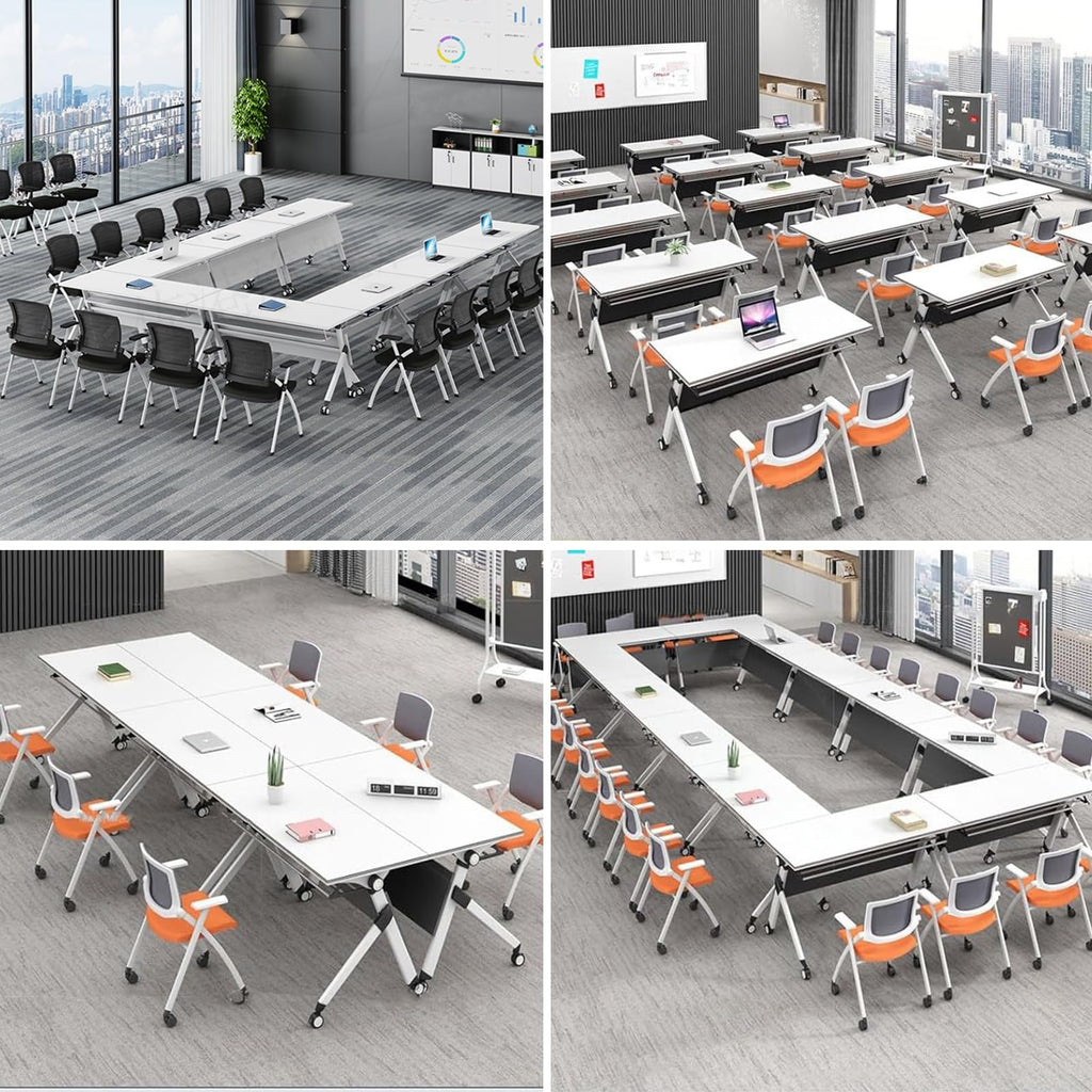 Folding Conference Table with Silent Wheels 120-180cm O479252