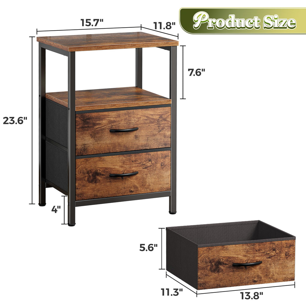 Night Stand Set of 2 with 2 Drawers W2862