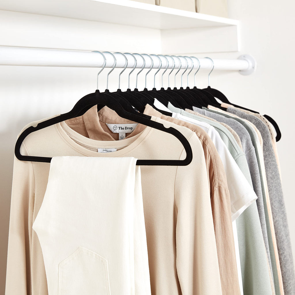 Slim Velvet Non-Slip Suit Hangers, Black, 50-Pack X327