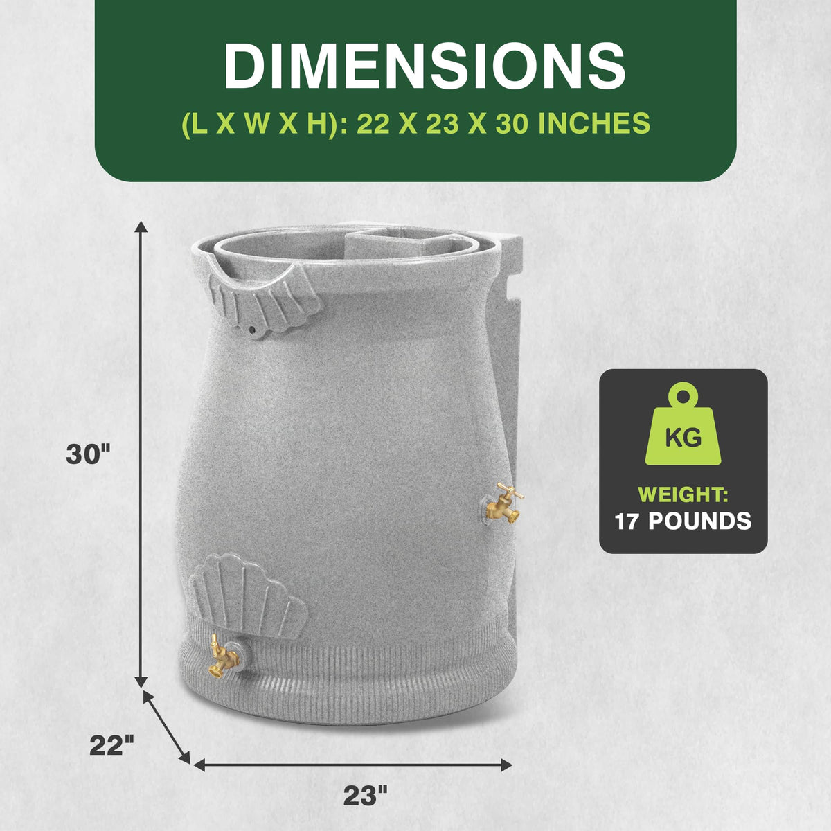 50 Gallon Urn Shaped Water Collection Barrel X323