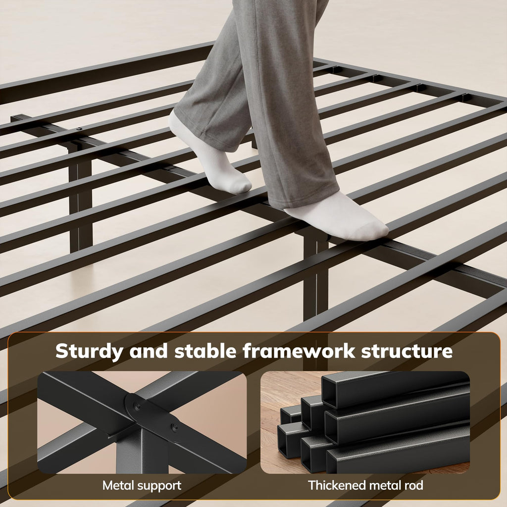 King Bed Frame with Storage Headboard and Charging Station P6449