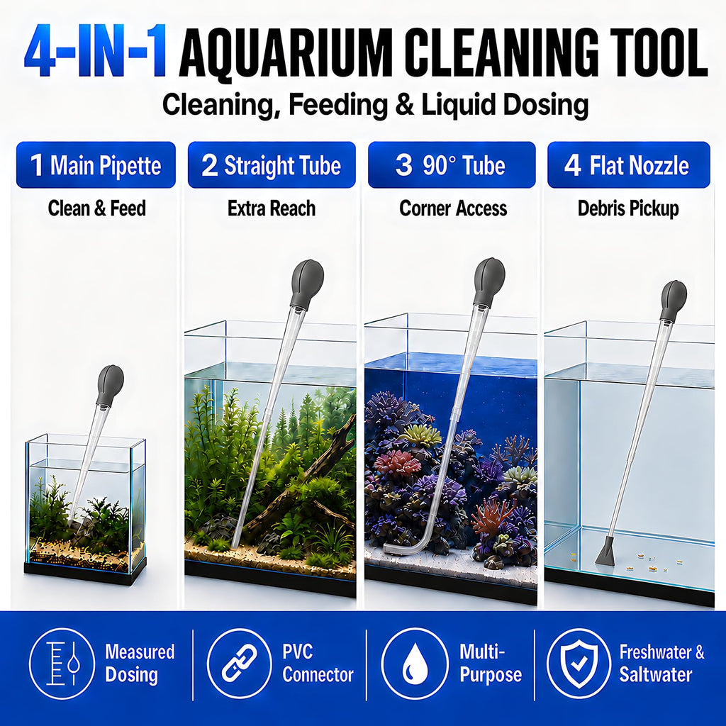 Aquarium Turkey Baster 4-in-1 Spot Cleaner and Coral Feeder 21.6 in U8513