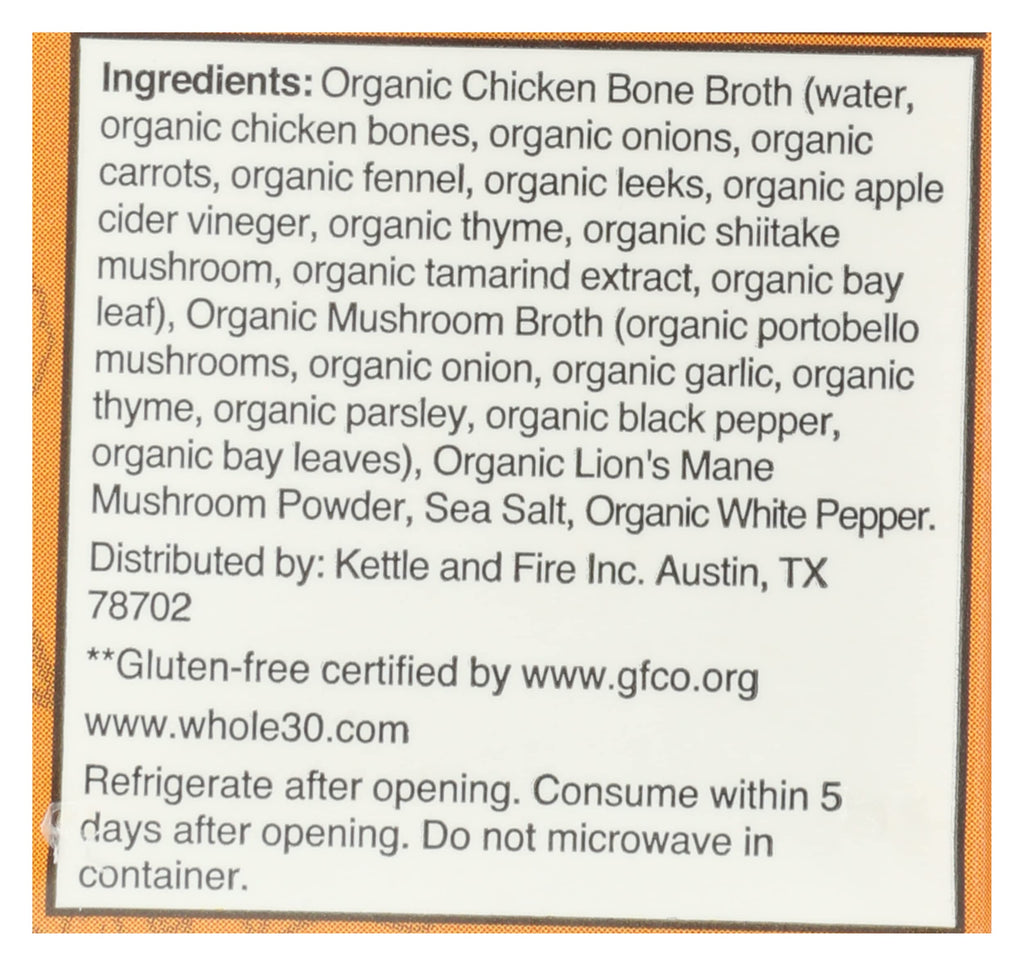 Mushroom Chicken Bone Broth 10g Protein Gluten Free 16.9 Oz Pack of 6 O930